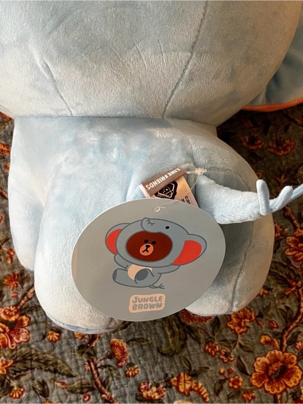 Jungle Brown Line Friends Plush Toy Bear in a Blue Elephant costume